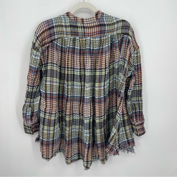 Free People come On Over Plaid Top Oversized XS - Picture 4 of 8